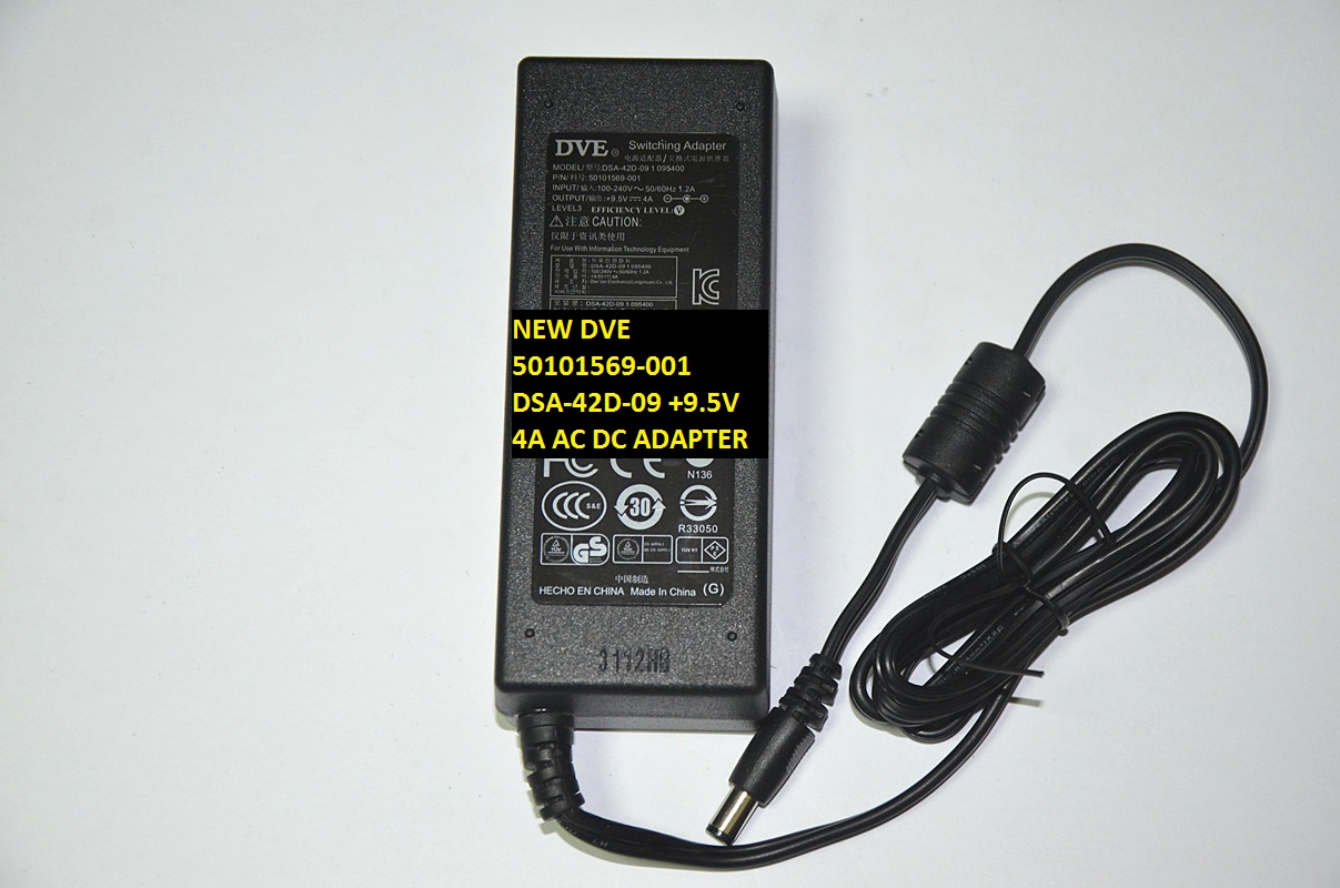 NEW DVE 50101569-001 DSA-42D-09 +9.5V 4A AC DC ADAPTER